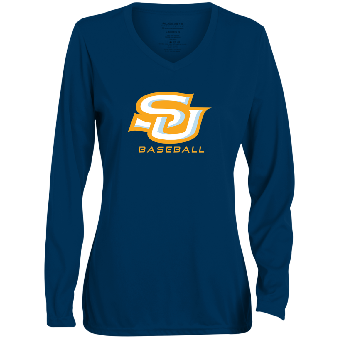 SU Baseball 1788 Ladies' Moisture-Wicking Long Sleeve V-Neck Tee