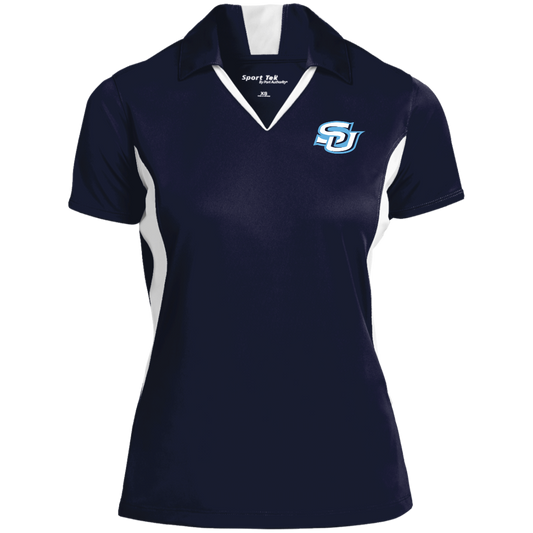 SU white LST655 Ladies' Colorblock Performance Polo