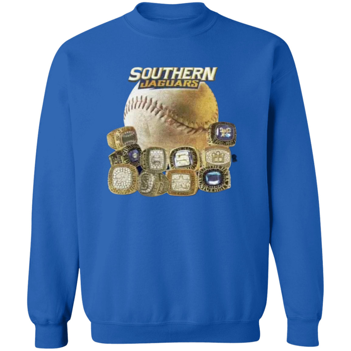 SU Baseball SWAC (Southern Wins Another Championship)  Rings Z65x Pullover Crewneck Sweatshirt 8 oz (Closeout)