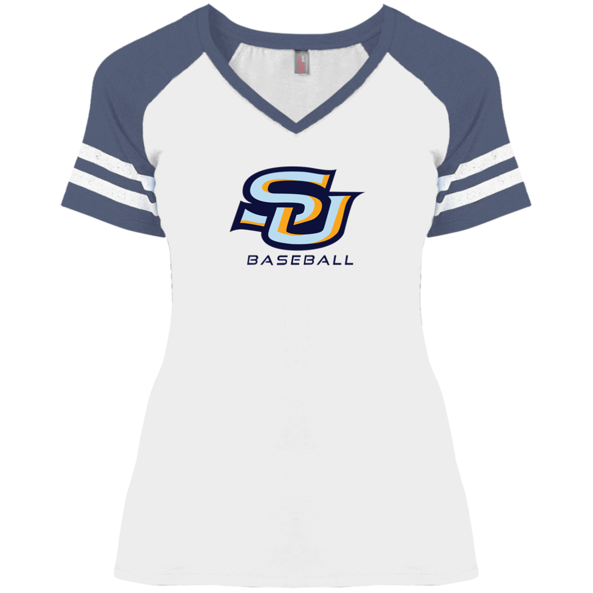 SU Baseball Navy DM476 Ladies' Game V-Neck T-Shirt