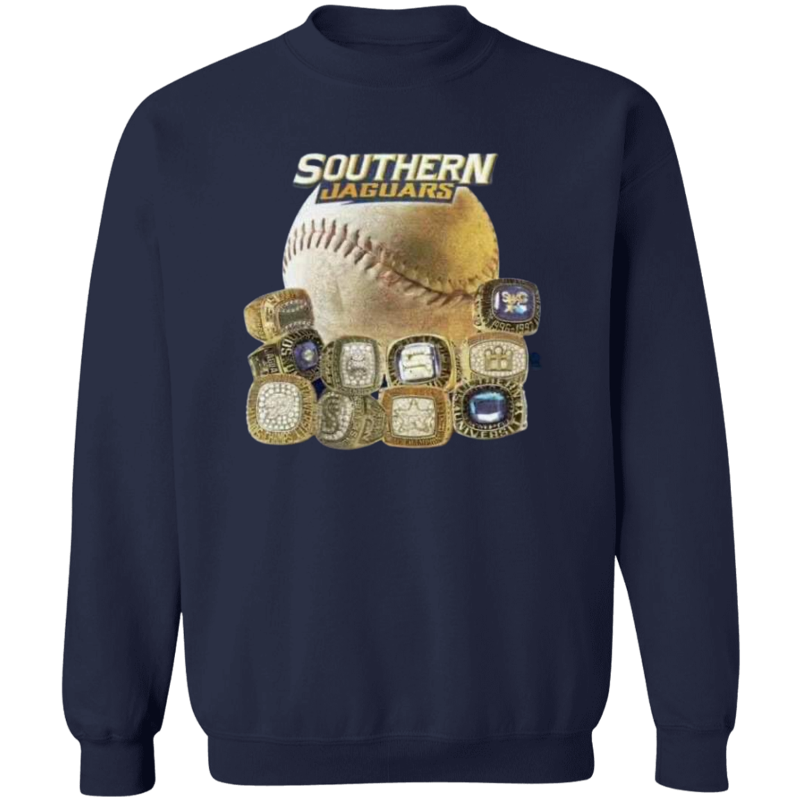 SU Baseball SWAC (Southern Wins Another Championship)  Rings Z65x Pullover Crewneck Sweatshirt 8 oz (Closeout)
